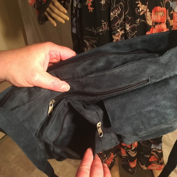 NIB Teal suede leather crossbody multi-pocket bag - Picture 7 of 7